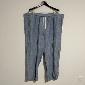 Athleta Cabo Linen Wide Leg Pants Women Size 26 Blue Vacation Lagenlook